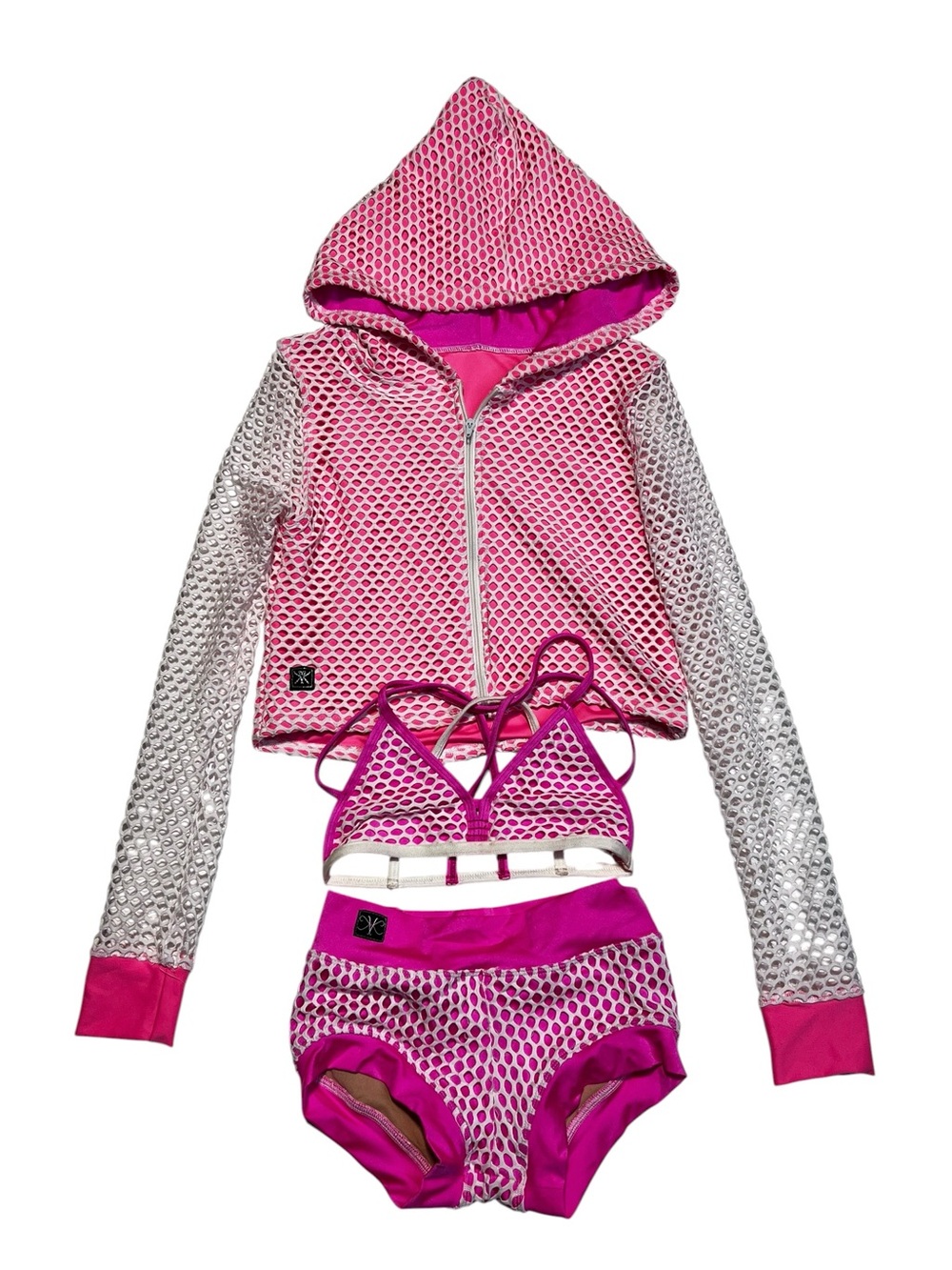 Dance costume Kids 12 Y Pink Hoodie shorts and bra